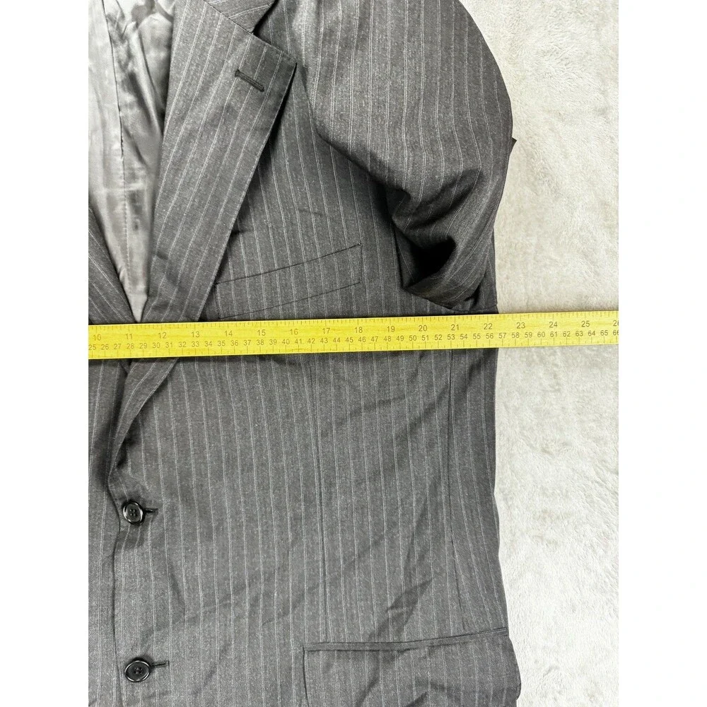Canali Mens 38R Gray Pinstripe Wool Suit Blazer Jacket Made in Italy luxury
